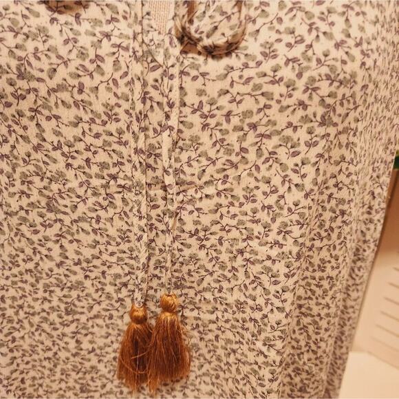 ALTAR'D STATE NEW BROWN/BLUE FLORAL TIE FRONT BLOUSE SIZE LARGE - Picture 4 of 7